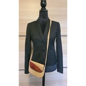 J. Crew Suiting 2 Button Wool Blazer Womens 0 Black Lined Schoolboy Office Siren
